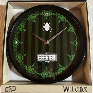 Beetlejuice 10" Round Black And Green Analog Wall Clock NEW NIB
